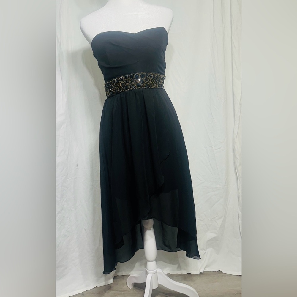 Y2K Black Strapless Babydoll Asymmetric Dress Sz3 Fairy Grunge Whimsigoth Witchy